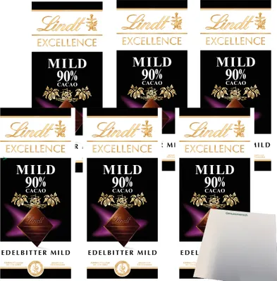 Produktbild von Lindt Excellence 90 % Cacao Edelbitter Schokolade 6er Pack (6x100g Tafel) + usy Block