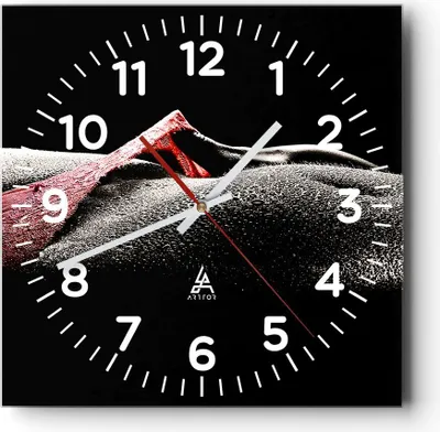 Produktbild von Wanduhr - Quadrat - Glasuhr - Körper weibliches Modell Wassertropfen - 40x40cm - Schleichendes Uhrwerk - Lautlos - zum Aufhängen bereit - Dekoration Modern - Wanddekoration aus Glas - C4AC40x40-0350