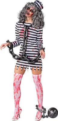 Produktbild von Damen Kostüm Zombie Sträfling Knastbraut Halloween Fasching Karneval Cosplay S/M