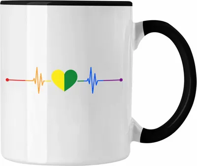 Produktbild von Trendation - Regenbogen Tasse Geschenk LGBT Schwule Lesben Transgender Grafik Pride Herzschlag Flagge (Schwarz)