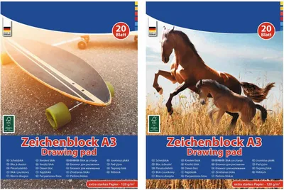 Produktbild von 2x Zeichenblock / 20 Blatt extra Starkes Papier je Malblock / DIN A3