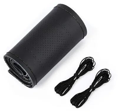 Obrázok produktu pre Poťah na volant, kožený, čierny, univerzálny, 37-38 cm, s ihlou a niťou