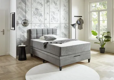 Produktbild von Boxspringbett >TraumZeit< inkl. wendbare 7 Zonen TTFK Matratze & Topper - 140x200 cm anthrazit
