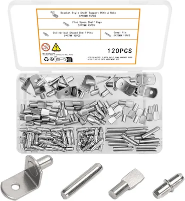 Immagine prodotto di Supporti per mensole in acciaio inossidabile, 120 pezzi, di 5 mm e 6 mm, per mensole in vetro e in legno