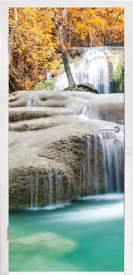 Produktbild von MuchoWow® Türtapete Selbstklebende Türfolie Wald - Wasserfall - Herbst 90x215 cm Türposter Türaufkleber Klebefolie Türklebefolie - Plakat an der Tür - Türsticker - Aufklebern