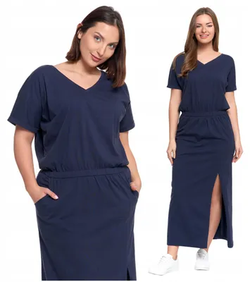 Immagine prodotto di Abito - Abito estivo taglia XL - Abito lungo blu - Abito da donna - Abito in cotone