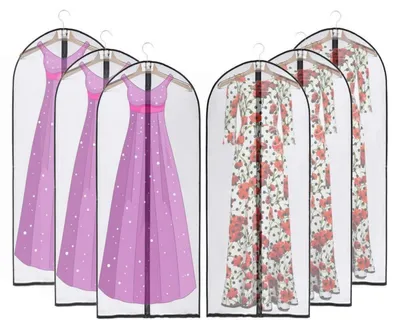 Image de Sacs de rangement pour vêtements avec fermeture éclair, lot de 6, respirants, 137 cm, anti-mites, translucides