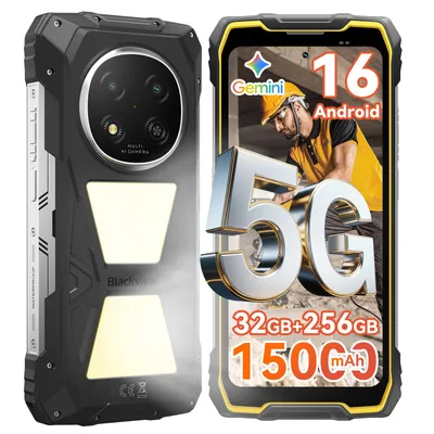 Produktbild von Blackview ROCK 2 Pro 6.67" 5G Ohne Vertrag Outdoor Smartphone mit 15000 mAh,32+256GB, Android 16,Dual-SIM,UNISOC T8100,DokeOS 5.0,120Hz,NFC,IP69K/IP68