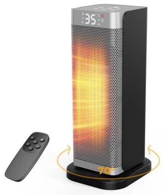 Obrázok produktu pre Elektrický ohrievač 2000 W - Strieborný ventilátorový ohrievač - 3 režimy s časovačom - PTC keramický vykurovací prvok