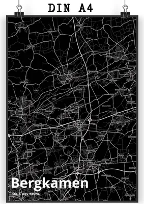 Produktbild von Mr. & Mrs. Panda Bild Bergkamen DIN A4 - Geschenk, Stadt Dorf Karte Landkarte Map Stadtplan, wanddeko, Plakat, drucke, Wandbild, Kunstdruck