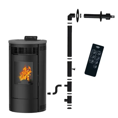 Obrázek produktu pro Vzduchová kamna na pelety Flavia 9,5 kW Sannover Black + instalační sada