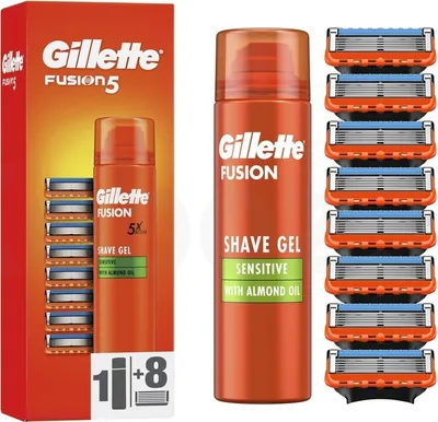Obrázek produktu pro Gillette Fusion náhradní hlavice 8 ks + gel na holení 200 ml