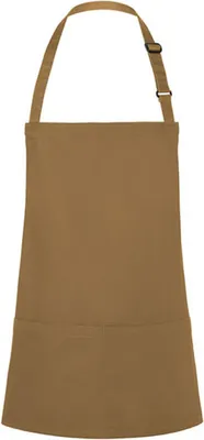 Zdjęcie produktu dla Karlowsky BLS6 | Krótki fartuch Basic z klamrą i kieszenią - Kolor: Camel (ok. Pantone 2318C) - Rozmiar: 75 x 60 cm