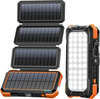 Produktbild von Solarbetriebene Powerbank – 20.000 mAh – 18W Schnellladung – Mit Taschenlampe