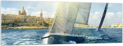 Produktbild von Bilder auf glas - Yacht Meer Welle - 160x50cm - Glasbilder - Wandbilder - Kunstdruck - zum Aufhängen bereit - Wanddekoration aus Glas - Glas Bilder - Wandbild auf Glas - Einteilig - GAB160x50-4038