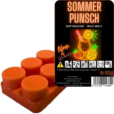 Produktbild von WonderWax Neon Duftriegel 6 x Duftwachs Kreise Wachsmelt Duftwachs Raumduft für Duftlampen Soja Wachs Melts Duftmelt Aroma Wellnes Kerzen Wärmer Wax Tarts Sommerpunsch