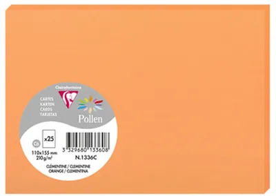 Image de Clairefontaine Karta C6, papier couleur pollen, 210g, format C6, boîte de 25 feuilles, couleur mandarine