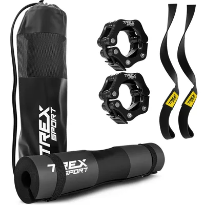 Produktbild von TREX SPORT Langhantel Polster Set TX-042BPS | mit Zughilfen, Hantelverschlüsse, Tasche | Barbell Pad Nackenpolster | Krafttraining, Hip Thrust, Squat