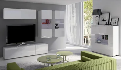 Produktbild von Wohnmöbel Set mit Highboard in weiß Hochglanz CAIRNS-132