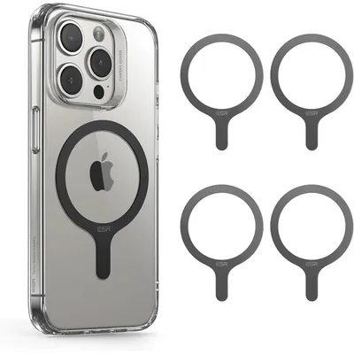Productafbeelding van MagSafe-ringstickers, 4 stuks, zwart, universeel, geschikt voor iPhone- en Samsung-hoesjes