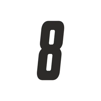 Zdjęcie produktu dla Naklejka z numerem wyścigu Moto Cross "8", czarna, 15 cm