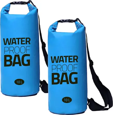 Image de Eurocatch - 2 sacs étanches de type "dry bag" - Sac de sport étanche - Bleu - 10 litres