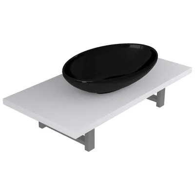 Image de Meuble de salle de bain en deux pièces Céramique Blanc