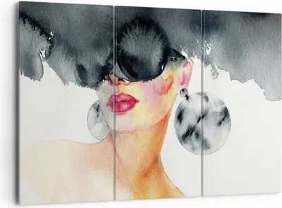 Produktbild von Bild auf Leinwand - Leinwandbild - 3 Teile - Aquarell Modell Brille - 165x110cm - Wand Bild - Wanddeko - Wandbilder - Leinwanddruck - Bilder - Wanddekoration - Leinwand bilder - CE165x110-4678