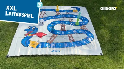 Produktbild von XXL Leiterspiel 150 x 150 cm mit Spielfiguren und Wuerfel
