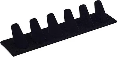 Immagine prodotto di Espositore a anello - Organizzatore per gioielli - Rettangolare nero - In velluto - Contenitore per gioielli - Adatto per 6 anelli - Supporto per gioielli
