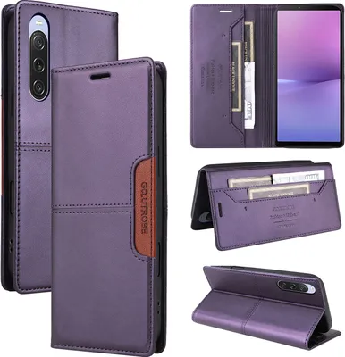 Immagine prodotto di Custodia per Sony Xperia 10 V, custodia in pelle flip wallet con slot per schede e supporto Viola