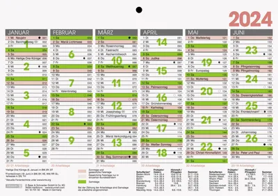 Produktbild von BRUNNEN 1070150004 Tafelkalender (2024), 1 Seite = 6 Monate, A5 quer