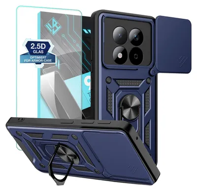 Produktbild von Armor Handyhülle für Xiaomi Redmi Note 15 Pro 5G mit 9H Displayglas Displayschutz Kameraschutz Handy Panzer Case Cover Schutzhülle Outdoor Farbe: Blau