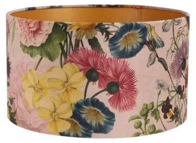 Image de Abat-jour de 30 cm - Motifs floraux - Rose - Tissu