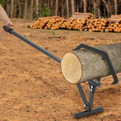 Produktbild von Verstellbarer Stammheber - Stammwendehaken mit Rollenauflage - Stahlkonstruktion - Rutschfester Gummigriff - Dreieckhalterung - Für Stammdurchmesser 7,62–63,5 cm - Schwarz
