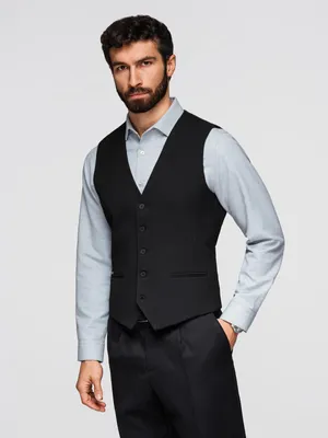 Produktbild von OMBRE Gilet Slim Fit mit Herringbone Struktur V65 black L
