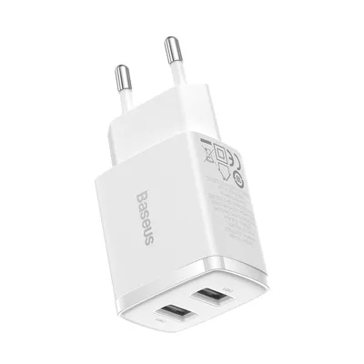 Obrázek produktu pro Malá kompaktní bílá nabíječka do zásuvky s 2 USB 10,5 W