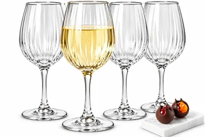 Produktbild von 4er Set Weingläser 460 ml – Elegante geriffelte Gläser, hochwertiges Glas, spülmaschinengeeignet – Perfekt für Rotwein, Weißwein & stilvolle Anlässe