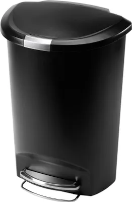 Produktbild von simplehuman 50 Liter halbrunder Treteimer, schwarzer Kunststoff - 12,1x12,1x47 cm; CW1355