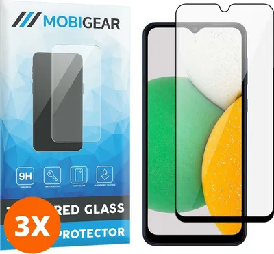 Produktbild von Mobigear Premium 9.98 Samsung Galaxy A03 Panzerglas Gehärtetes Glas Displayschutz - Hüllenfreundlich - Schwarz (3er Pack)