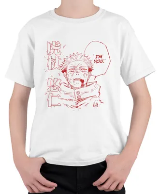 Produktbild von I'M YOU Itadori Yuji Jujutsu Kaisen Manga Schwarz Weiß Geschenk Kinder T-Shirt, Weiß, 128