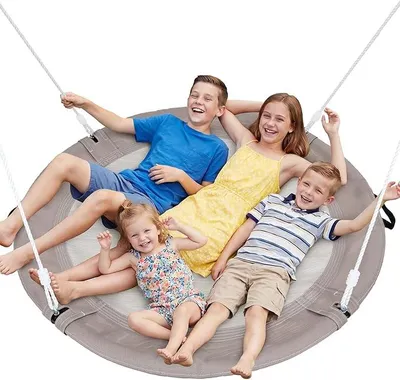 Produktbild von Nestschaukel Outdoor 120cm Tellerschaukel für bis zu 300kg, 900D Oxford wasserfeste Kinderschaukel Garten, 2 Schaukel Gurte 3M, verstellbaren Hängeschaukel Indoor & Outdoor für Kinder (Sand)