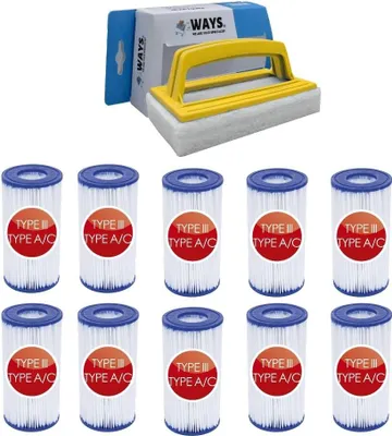 Produktbild von Bestway - Typ-III-Filter geeignet für Filterpumpe 58389 - 10 Stück & WAYS Scheuerbürste