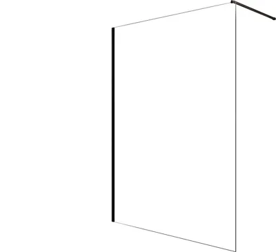 Image de Paroi de Douche 140x200cm en Verre Trempé Transparent 8mm Anticalcaire - Profilé Noir Mat - LINA