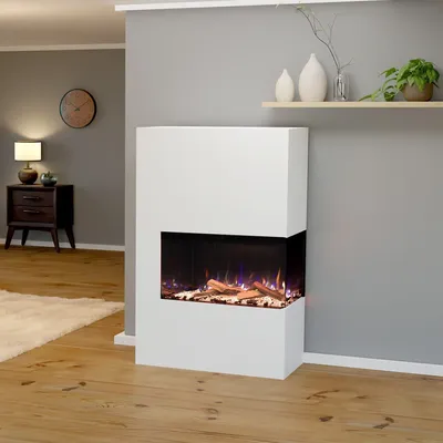 Produktbild von Glow Fire Elektrokamin 'Portia ' Rechtsoffen| LED Standkamin in weiß mit Heizung (1500 W) | HxBxT: 140x90x45 cm