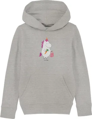 Produktbild von Mr. & Mrs. Panda Kinderpullover Einhorn Vegan 7-8 Jahre (122/128) - Heather Grey - Geschenk, Pulli, Veganismus, Sweatshirt, Unicorn, Veganer, Gesund essen, Kapuzenpulli