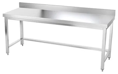 Image de Table de travail en inox 2000 x 800 mm adossée avec renfort PREMIUM - GOLDINOX