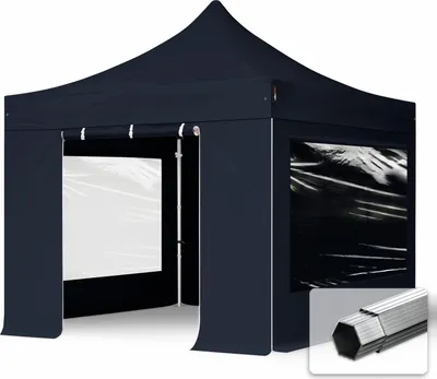 Image de TOOLPORT 3x3 m Tonnelle pliante Alu, PVC 850, côtés panoramiques, noir