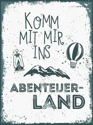 Produktbild von vianmo Holzschild 40x30 cm Komm mit mir ins Abenteuerland Abenteuer Reisen