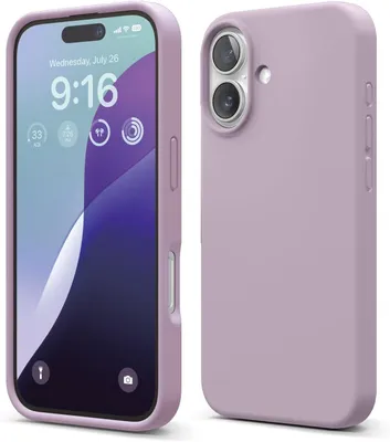 Imagen del producto de Funda de silicona suave color morado para iPhone 16, marca Elago (calidad premium)